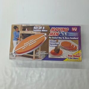 Moving Men Furniture Sliders Set of 8 Orange 7in and 3.5in Carpet Gliders NIB